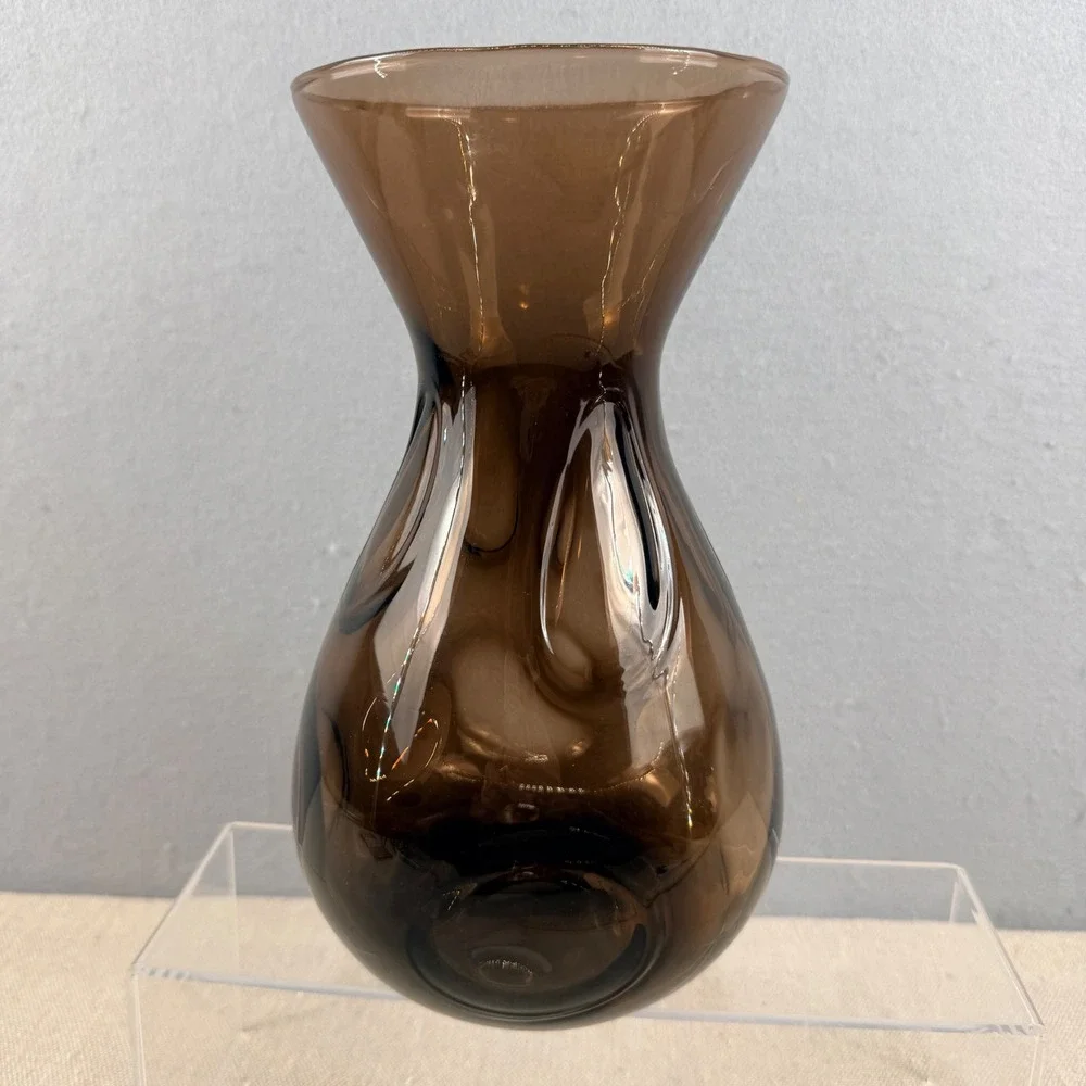 Viking Glass 7456 Pulled Circle Vase 1974 Brown Smoke Art‎ Glass 1 Year Only
